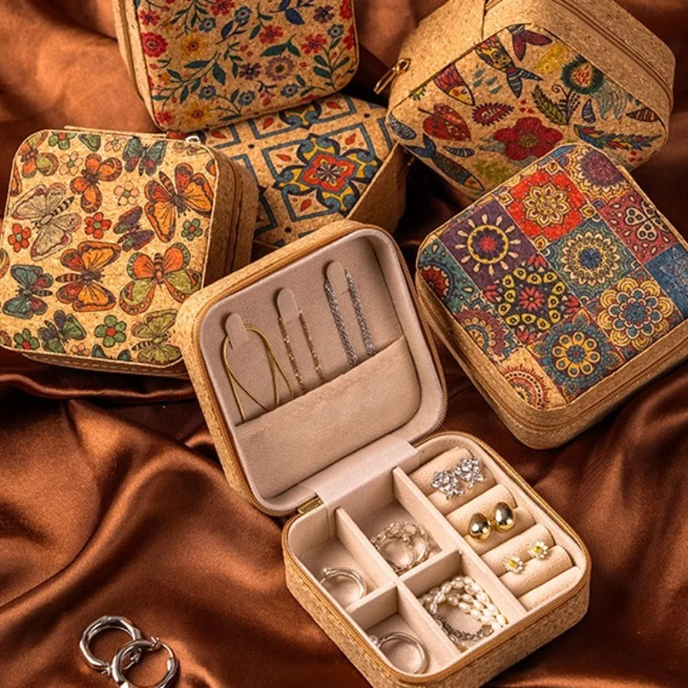

Vintage Chinese Style Jewelry Storage Box Bohemia Flowers Ring Earrings Organizer Retro Multifunctional Jewelry Storage Case
