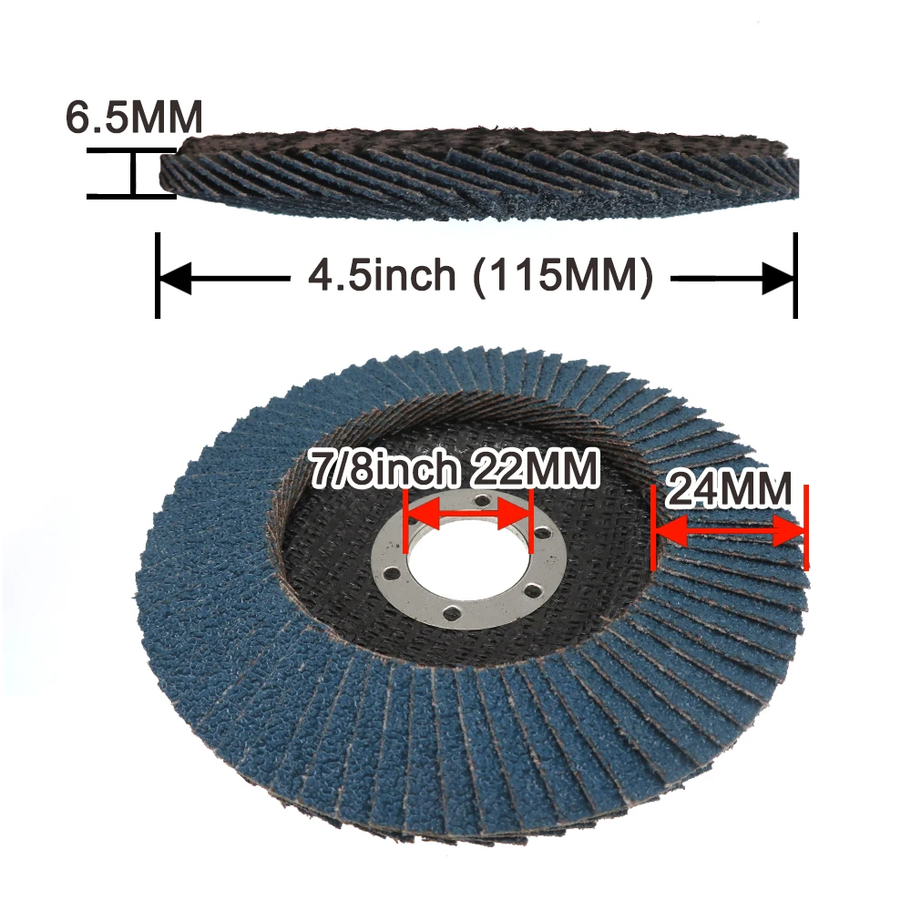 4.5 Inch Zirconia Flap Discs 115mm 1/3 Pcs  Sanding Discs Assorted 40/60/120 Grit Grinding Wheels Blades for Angle Finishing