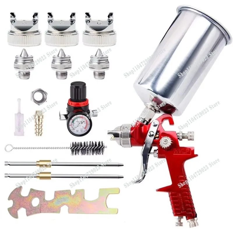 Pneumatic HVLP Painting Tool with 600CC Capacity and 3 Nozzles DIY Grade Gravity Feed Painting Tool