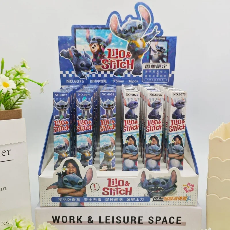 

36 шт./лот Kawaii Disney Stitch Press гелевая ручка милые 0,5 мм черные чернила пресс ручки для подписи рекламный подарок школьные принадлежности