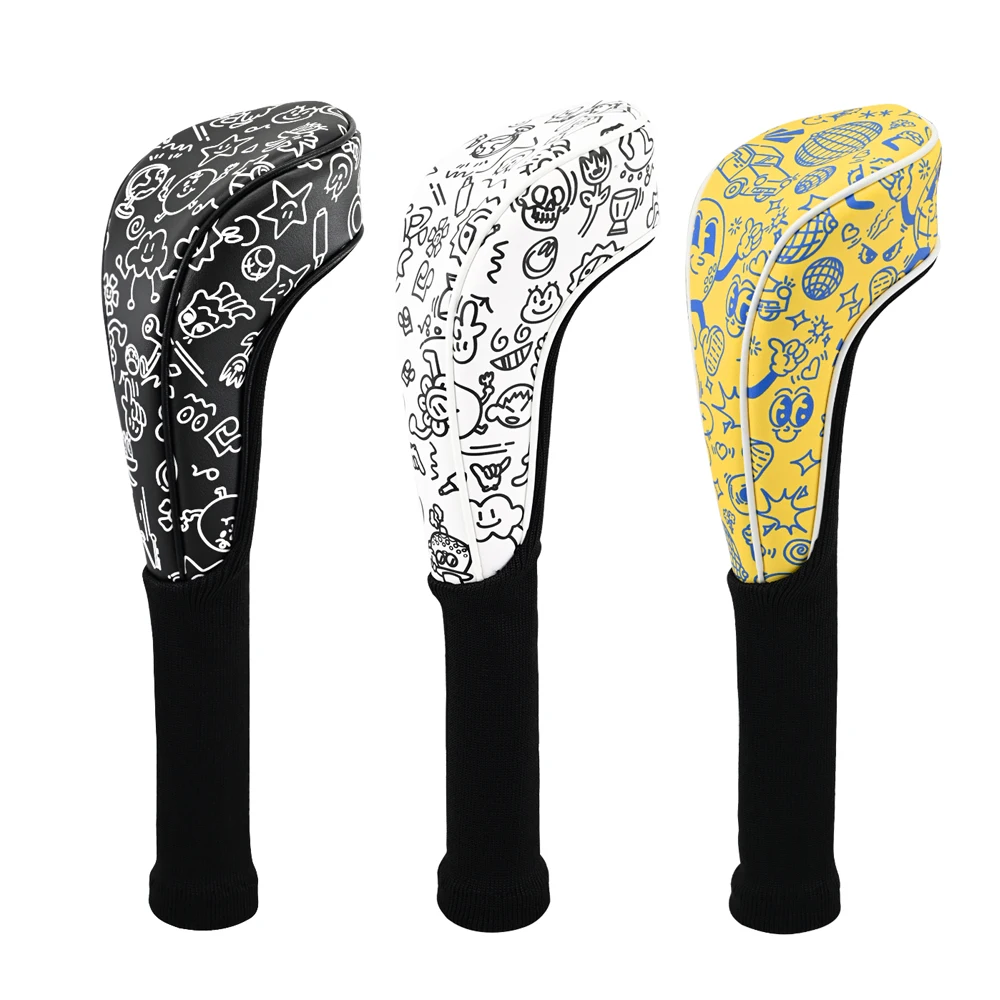 Golf-Schlägerkopfhülle Graffiti PU-Leder für Driver Fairway Holz Schlägerkopfabdeckung Wasserdicht Langlebig Universell Passend Golfschläger-Kopfschutz – Detail 6