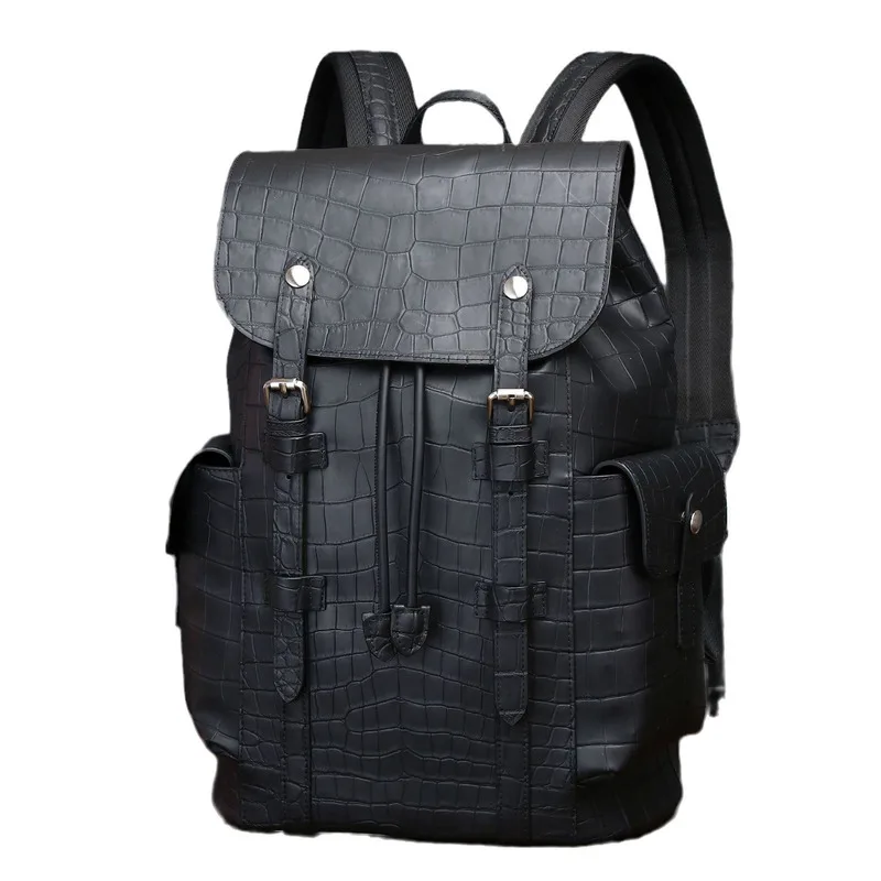 Crocodile Leather Men's Backpack with Large Capacity Male Travel Bag Computer Bags for Teenagers Laptop School Bagpack  рюкзак