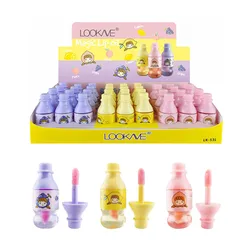 36Pcs Cute Drink Bottle Lip Oil Fruit Flavor Vitamin E Nurish Lips Moisturizing Lip Oil Lips Care Lips Makeup Wholesale