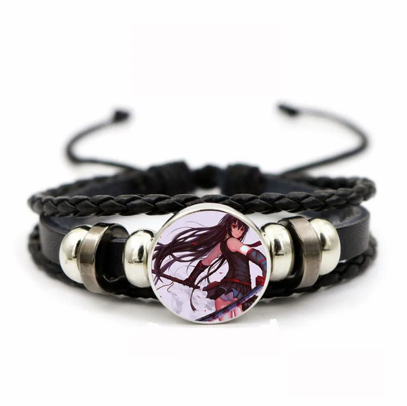 

Teenager Adjustable Wristband Jewelry Leather PU Woven Bracelet Time Gem Wristband For Anime Akame ga KILL Braided Bangle