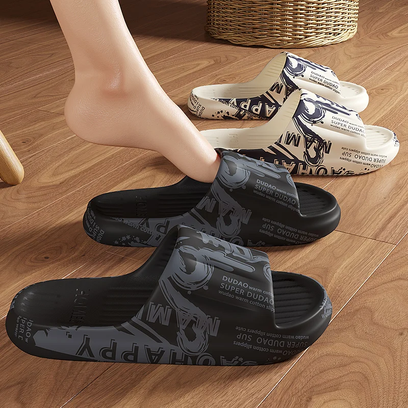 Zomer Plus Size 48-49 Graffiti Beer Print Mannen Slippers Thuis Slippers Dikke Paar Vrouwen Strand Schoenen Sandalen