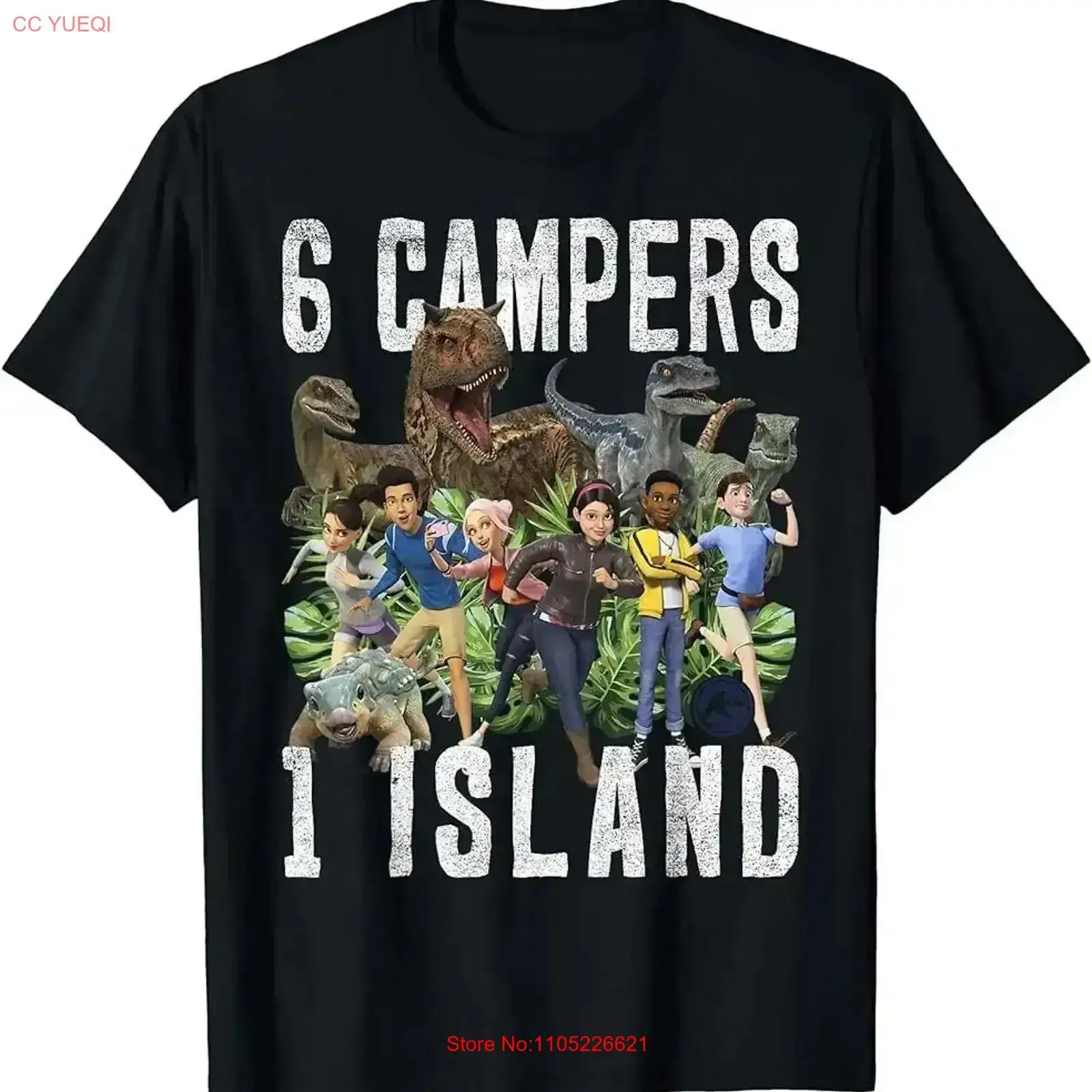 Camp Cretaceous 6 Campers 1 Island T Shirt vintage Washed Casual graphic fashion homme streetwear Stretched Slightly vintage