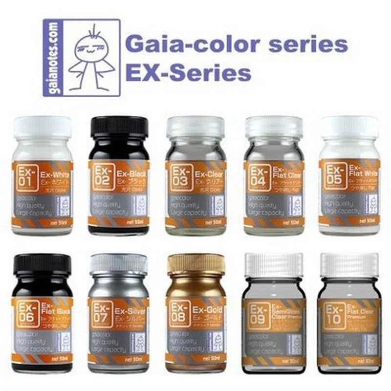 Gaia-Color EX-Series Lacquer Model Paint 50ml Gloss/Flat/Clear Metallic Pigment for Military Figure Hobby Airbrush Painting