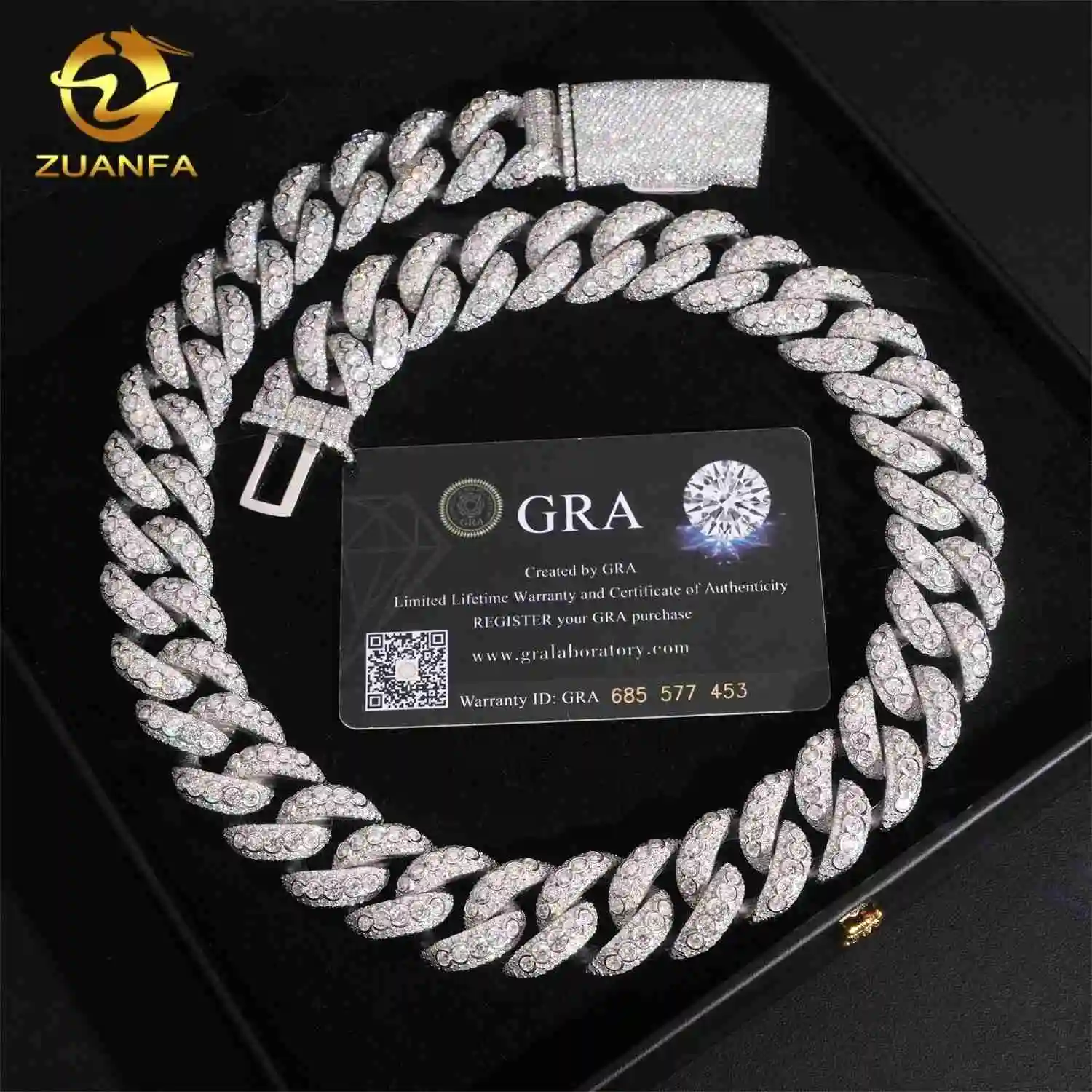 Price Wholesale Pass Diamond Tester 925 Sterling Silver Hip Hop 20mm Moissanite Cuban Link Chain..