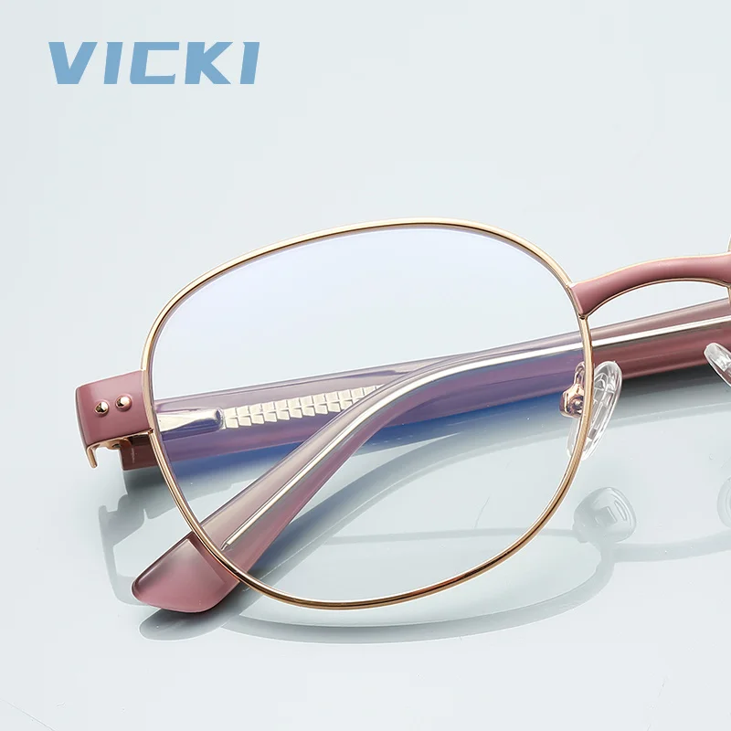 VICKI Minimalist Geometric Design Progressive Multifocal Women's Anti Blue-ray Photochromic Eyeglasses Customizable Prescription