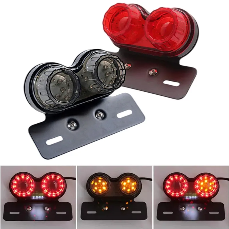 Universal 12V Motorcycle LED Taillights Flashing Turn Siganl LED brakelight Parking light LED Integrated Tail Light with Bracket