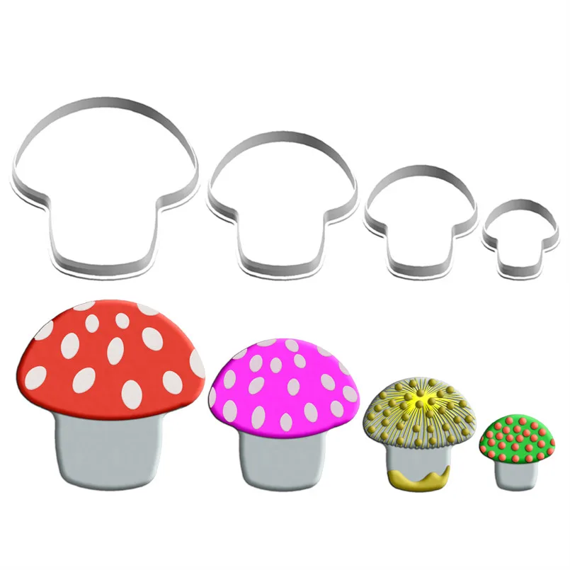 Four Specifications Cartoon Fungal Food,Plastic Molds,Large Root Mushroom,Cake Fondant Tools,Chocolate Cookie Fruits Cutters