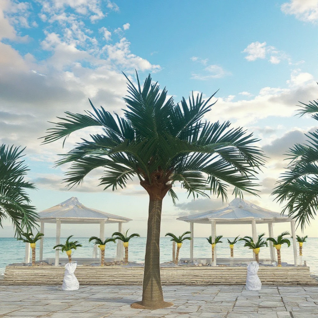 #￥High Quality 4m UV Resistant Fiberglass Artificial Coconut Palm Tree Great for Outdoor Use Weddings Christmas Halloween