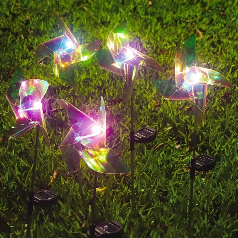 New 4-Leaf Led Solar Windmill Lights Turning Windmill Lawn Lights Waterproof Outdoor Courtyard Garden Decorative Lights