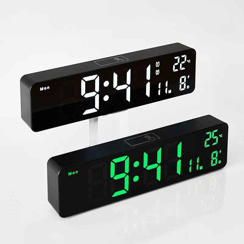 LED Digital Alarm Clock Temperature Date Week Time Display Snooze Function Table/Wall-mounted Mirror Clock Living Room Decor