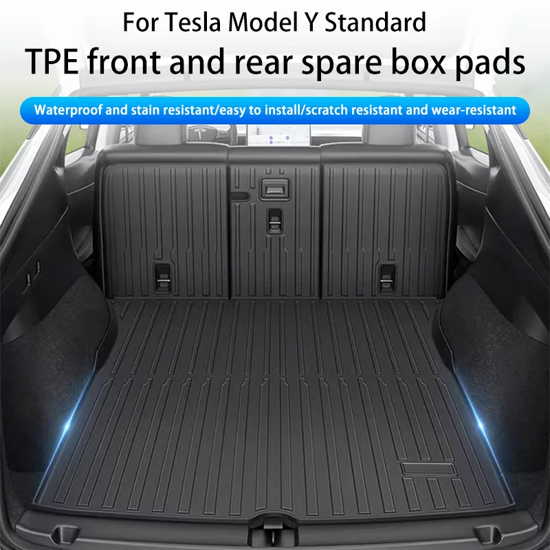 For Tesla New Model Y Standard 2025+ TPE Seat Back Mat Front And Rear Trunk Mat Waterproof Luggage Mat Wear-resistant Trunk Mats
