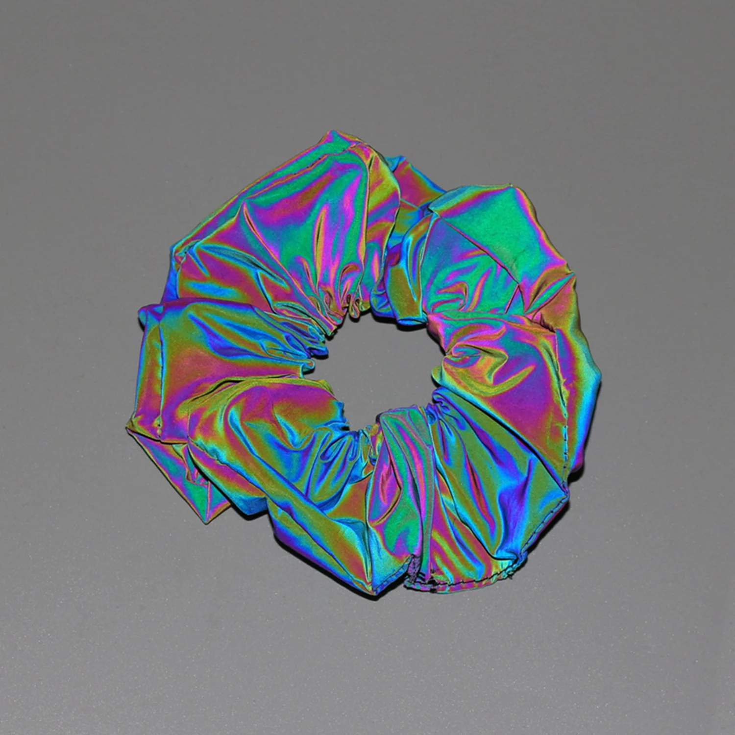 

Holographic Reflective Scrunchies Set Glow in Dark Hair Ties for Night Running Rave Party Sports Daily Use (1 Pack,Multicolor)
