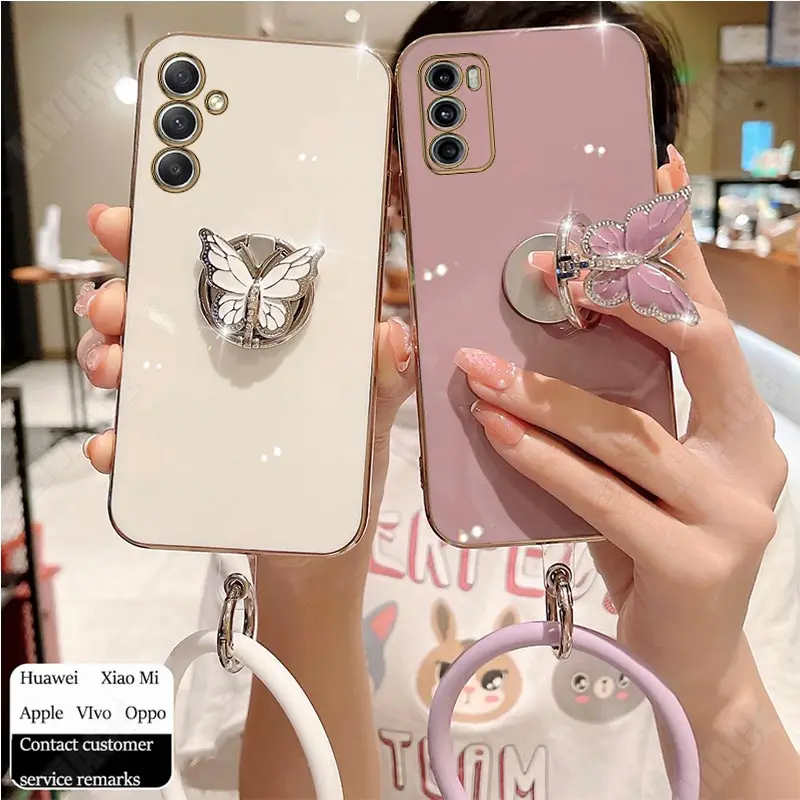 Butterfly Ring Holder Strap Case For Samsung Galaxy A34 A21S A20S A54 5G A10 A10S A12 A13 A14 A750 A23 A01 A03 A04E Stand Cover