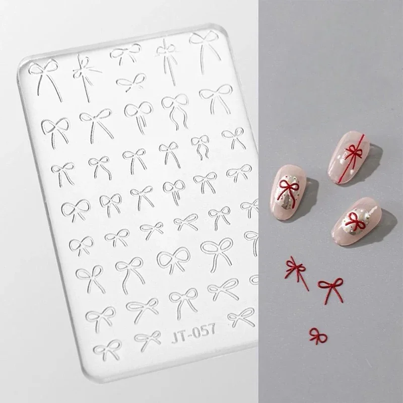 Stampo Bowknot Piastre per timbratura intaglio 3D Decorazioni artistiche per manicure Modello di stampo per nail art in silicone di design fai-da-te per ciondoli per unghie