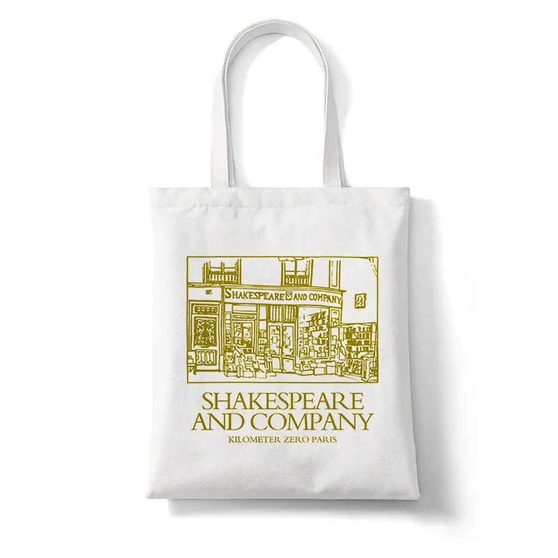 

SHAKESPEARE AND COMPANY Fun Printing Women Fashion Shopping Bag Handbag Foldable Reusable Shopper Style Bag Canvas Tote Bag