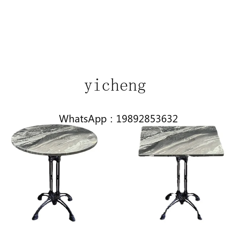 ZZk Coffee Shop Table and Chair Solid Wood Stone Plate round Table Milk Tea Dessert Shop Square Marble Table