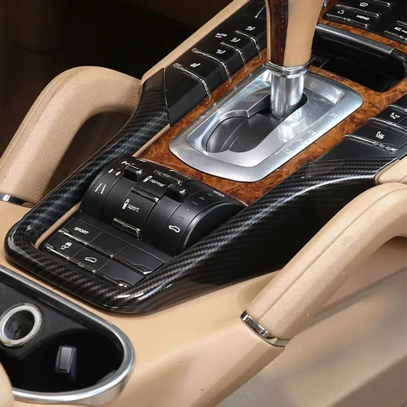 

For Porsche Cayenne 2011 2012 2013 2014 2015 2016 2017 Carbon Fiber Texture Car Interior Center Console Gear Shift Cover Trim