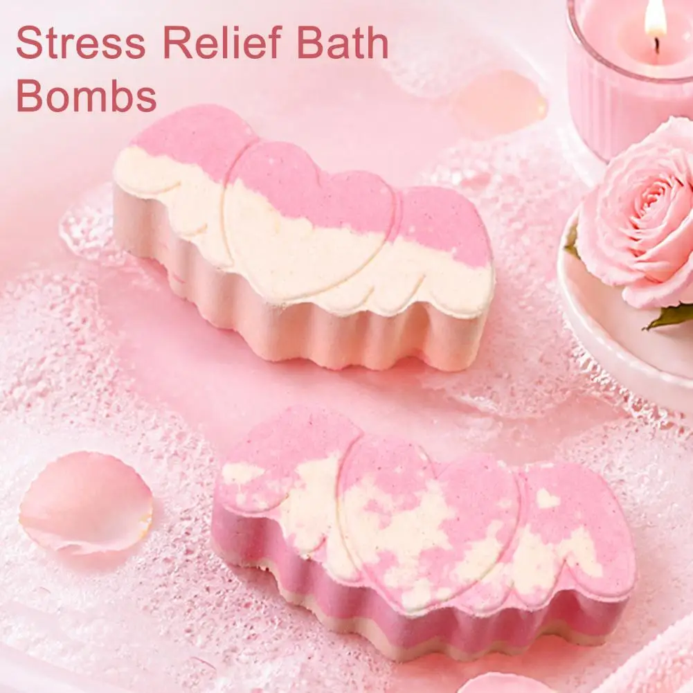 Relaxing Spa Salt Ball 90g Love Heart Wing Bath Bombs Handmade Essential Oil Fizzies Relaxation Spa Moisturizing for Women