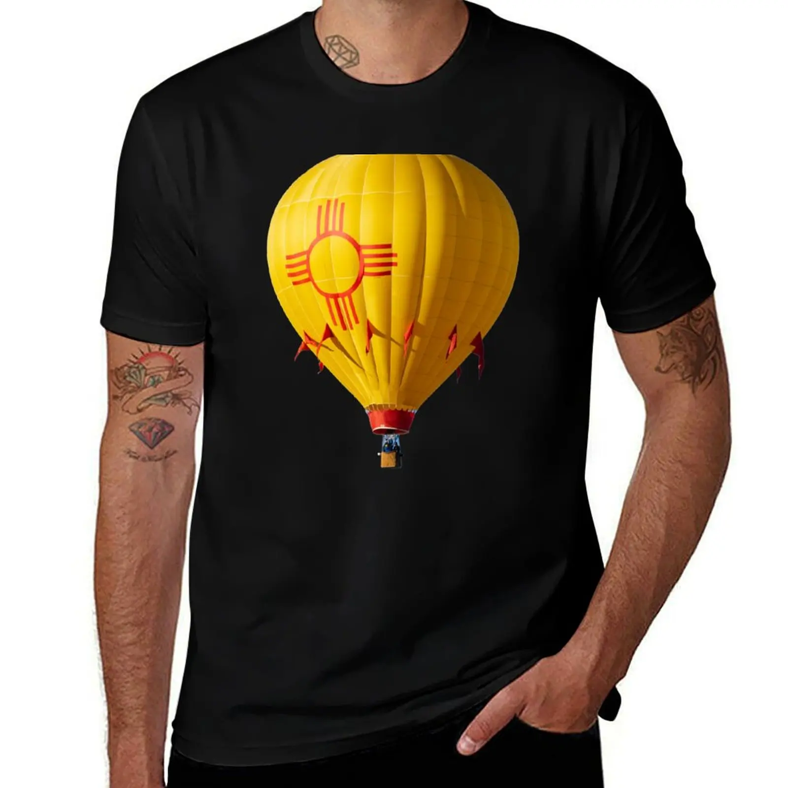 

New Mexico Zia Symbol Hot Air Balloon T-Shirt man t shirt cotton t shirt personalised g man t shirts for men T-Shirt