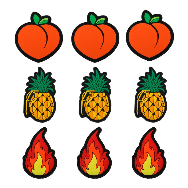 Peach Flame Grenade Pineapple PVC Patch Tactical Morale Badges on Backpack Sticker Hook and Loop Patches for Clothing