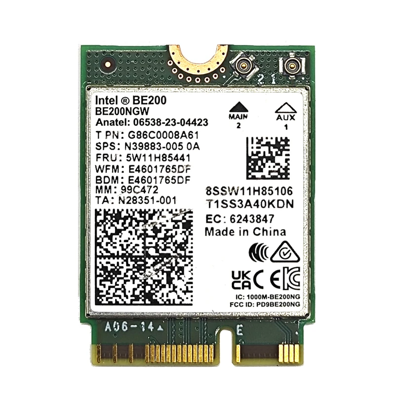 Nueva tarjeta Wifi BE200 WIFI7 M.2 para Intel BE200 Wi-Fi 7 Bluetooth 5,4 BE200NGW 2,4/5/6GHz 5,8 Gbps para PC portátil Windows11