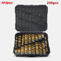 Hi-Spec 230pcs Titanium Coated Drill Bits Set HSS Mini Extractor Drill Bit Spiral Screw Twist Metal Wood Aluminum Drilling Tools