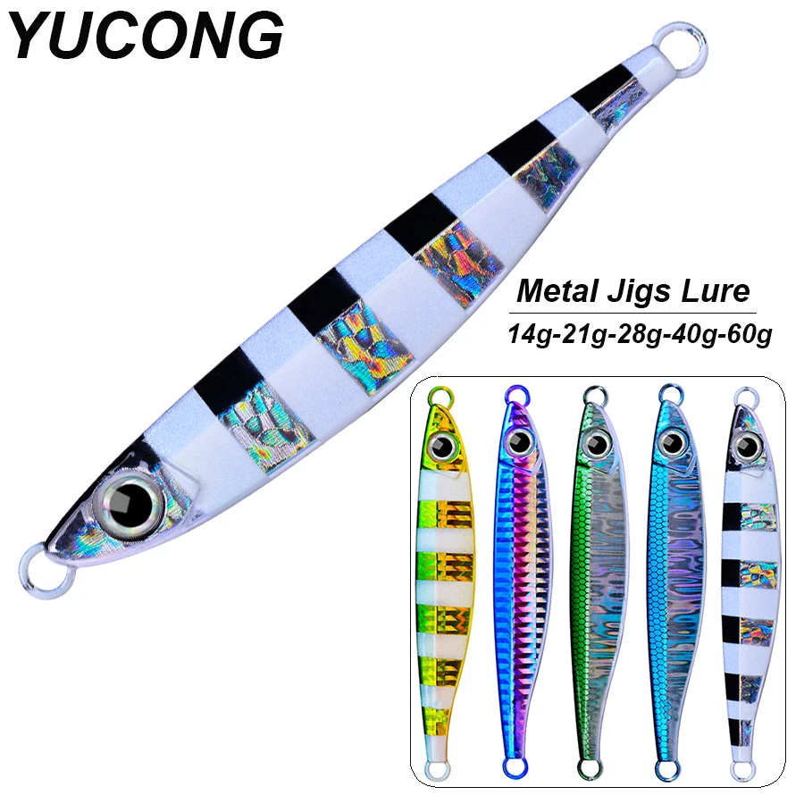 YUCONG 1PCS Metal Fishing Lure 14-21-28-40-60g Trolling Jigging Bait Sinking Jigs Wobbler pesca mare turlutte calmar leurre duro