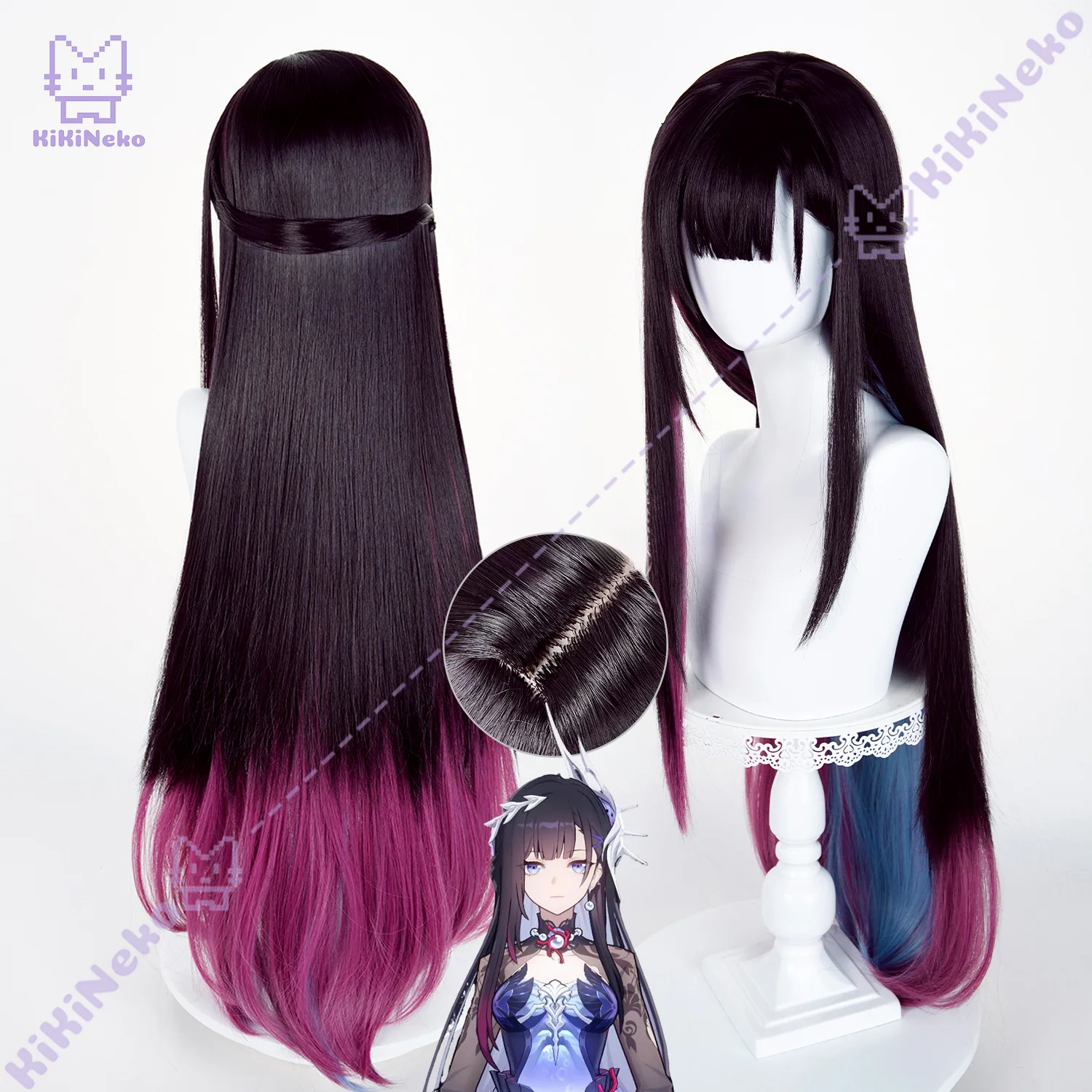 Parrucca cosplay Honkai Star Rail Hysilens - Capelli sfumati per feste di comicon ed eventi cosplay, accessori cosplay per donne adulte e uomini