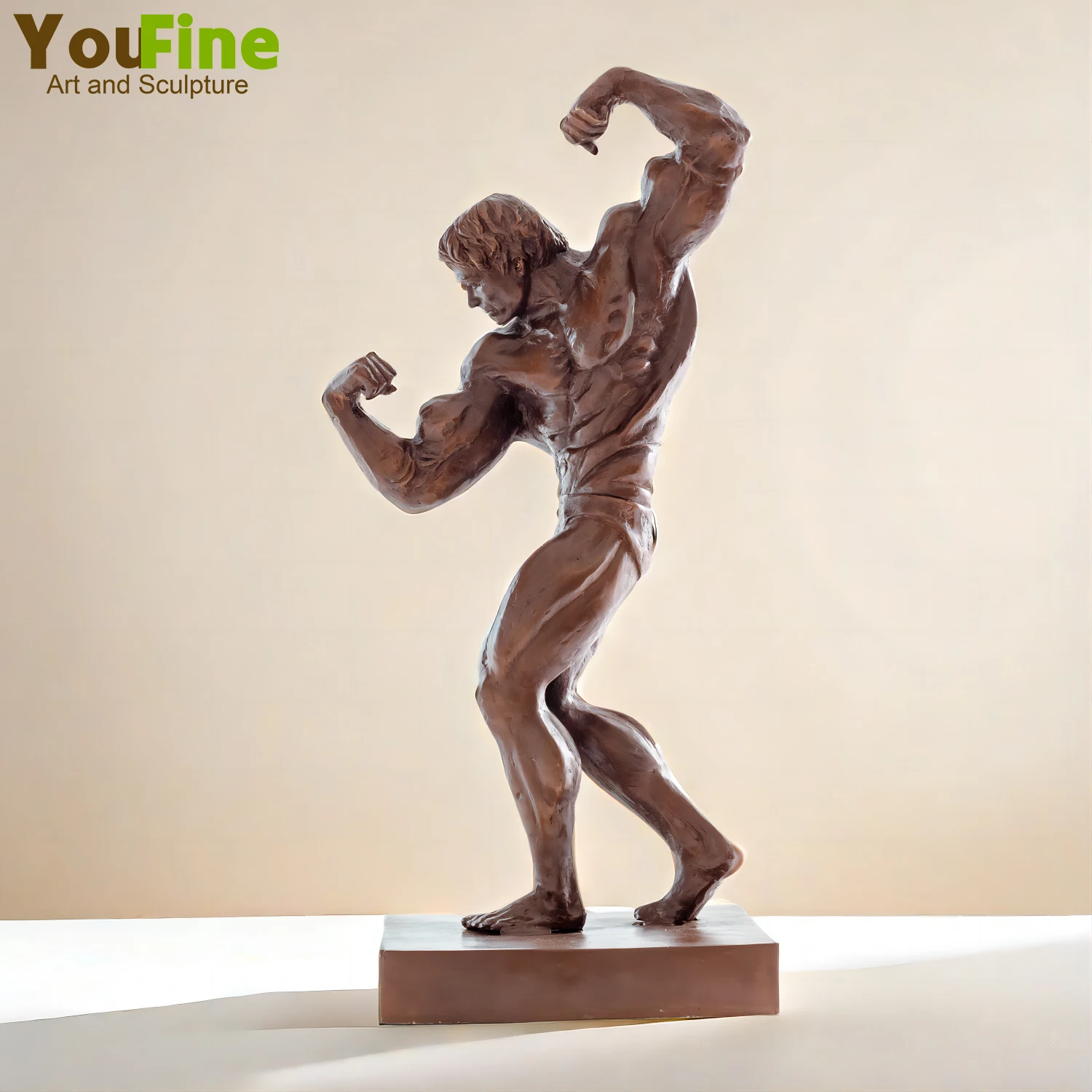 

62cm Muscle Man Sculpture Strong Man Bronze Sculpture Bronze Muscular People Statue Gym Ornament Modern Art Crafts Home Decor