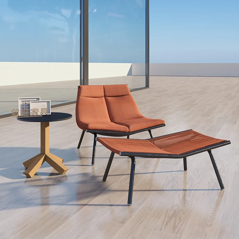 

Villa balcony leisure rattan chair lazy recliner sofa coffee table rope woven small apartment furniture