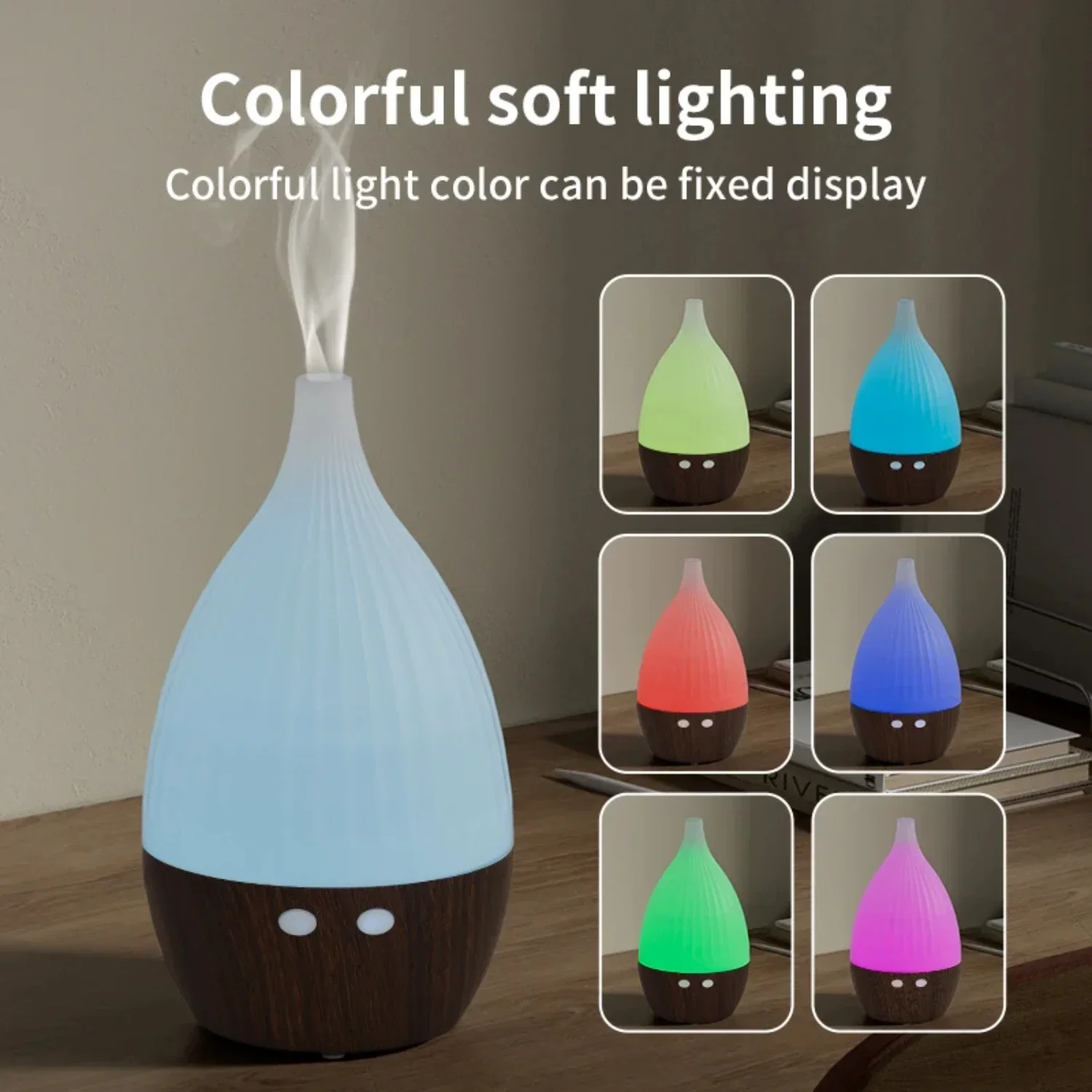 USB Essential Oil Aromatherapy Diffuser Humidifier Spray Mist Machine with 7 Soothing Colors Night Light, Refreshing Fragrance P