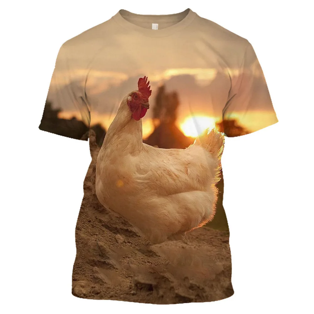 Rooster Hen T-Shirts 3D Print Men Women O-Neck Short Sleeve T Shirt Oversized Casual Hip-Hop Tees Harajuku Tops Unisex Clothing