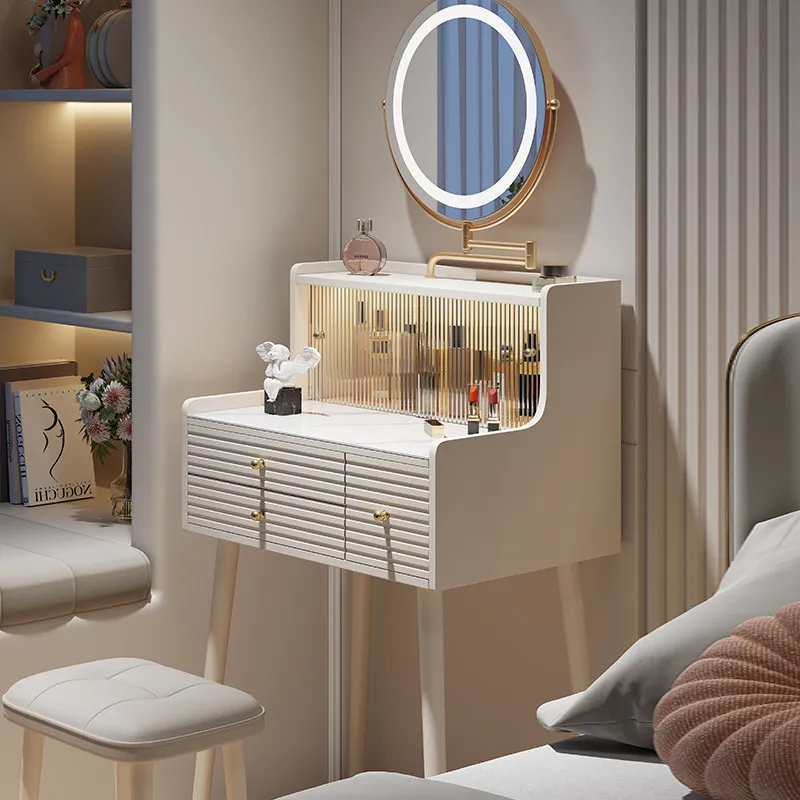 

French cream style dressing table small apartment bedroom simple modern dressing table light luxury elegant 화장대 Indoor furniture