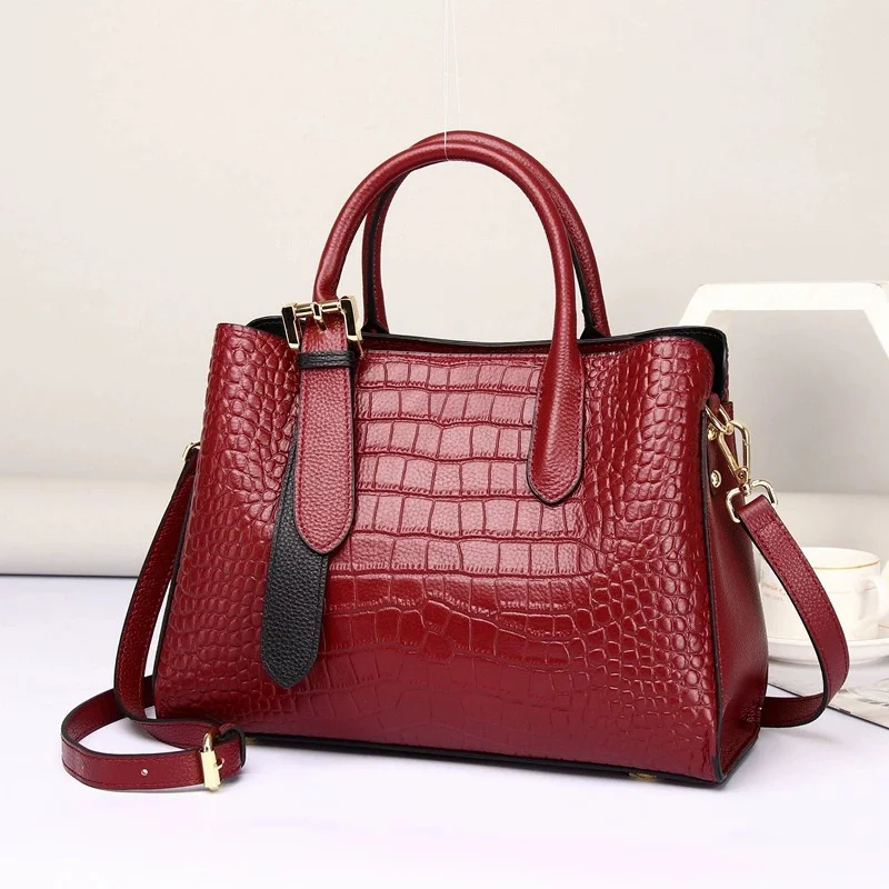 

Alligator Pattern Cow Leather Handbag Women Luxury Crocodile Cowhide Tote Bag Fashion Ladies Shoulder or Crossbody Bags