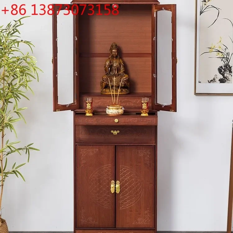 Buddhist shrine, shrine, standing cabinet, shrine cabinet with door, offering table, God of Wealth, placing cabinet,