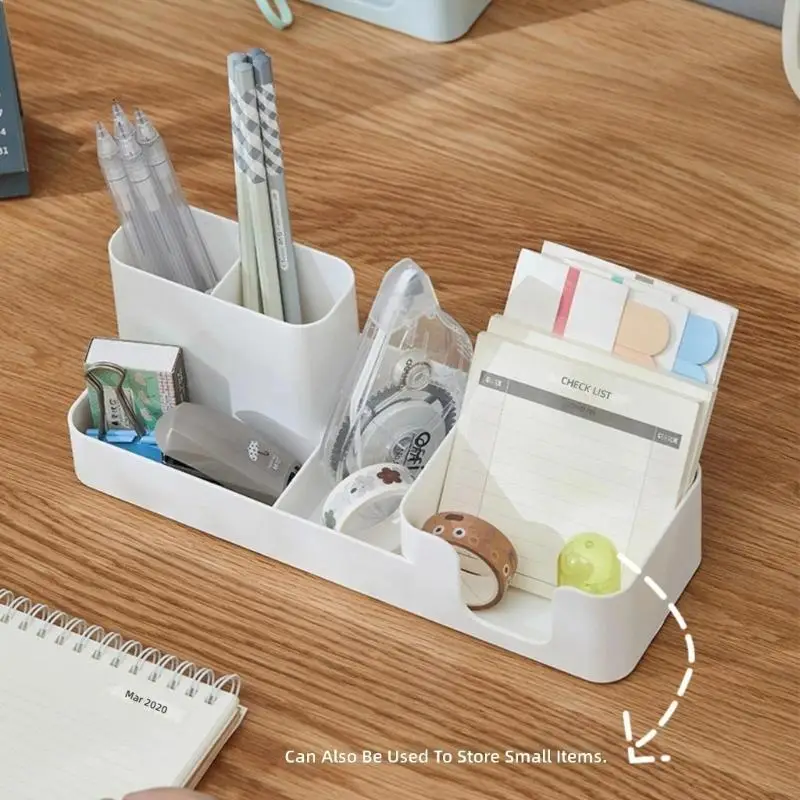 31BA Plastic Desk Caddy Multiple Compartments Organiser for Sorted Writing Tools, Paper Clips, Office Supplies, Stapler, and