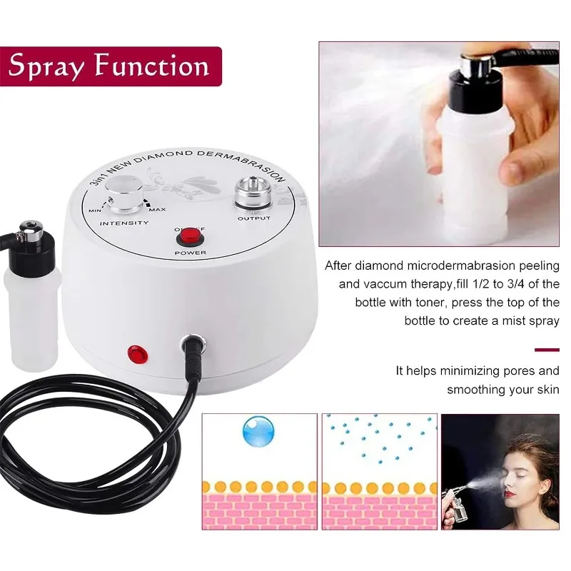 Dispositivo de dermoabrasión de microdermoabrasión de diamante, exfoliación profesional por pulverización de agua, eliminación de arrugas, máquina de belleza, 3 en 1