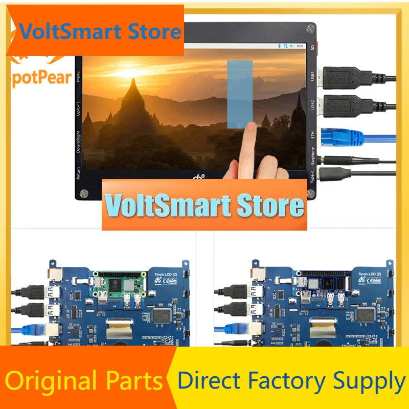 VoltSRaspberry Pi Zero 2W Customized 7inch LCD DIY Tablet Computer Touch Screen Display RJ45 USB HUB