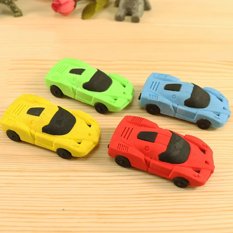 2 Pieces/batch Creative Cartoon Racing Car Student Eraser Cute Student Christmas Prize Gift Reward School Supplies Kawaii Eraser