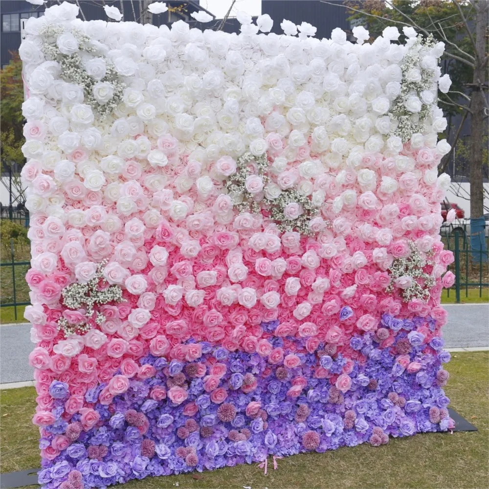 Uflower 5D التدرج روز زهرة اصطناعية جدار الزفاف خلفية النسيج شنقا الستار الأزهار نافذة عرض حزب الحدث الدعائم
