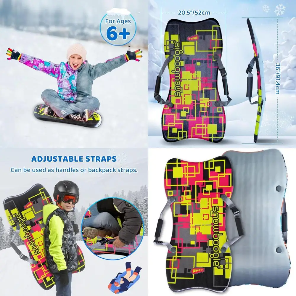 

Winter Snow Sled for Single Riders with Side Handles for Outdoor Snow Activities