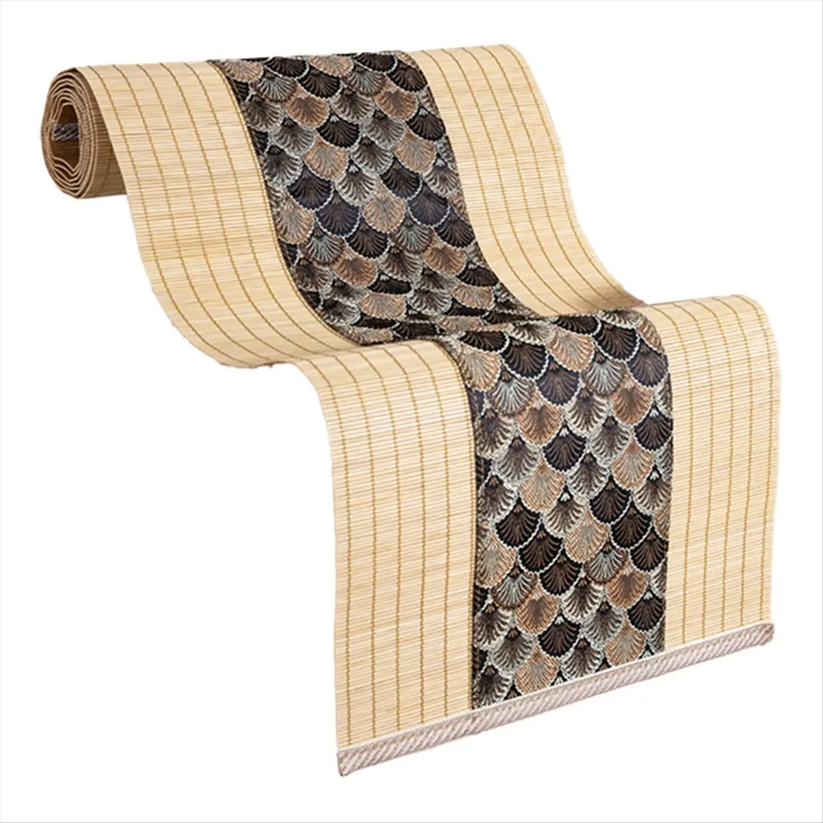 ABNH Asian Style Bamboo Table Runner Retro Table Mat Suitable for Kitchen, Dining Room and Bedroom Decoration. Dark Brown