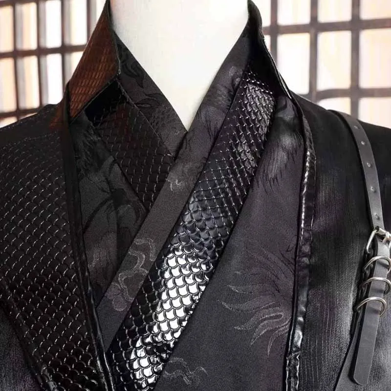 Male Carnival Cosplay Costume Adult Chinese Traditional Vintage Hanfu Black Sets Gothic Party Outfit For Men Women Plus Size XL