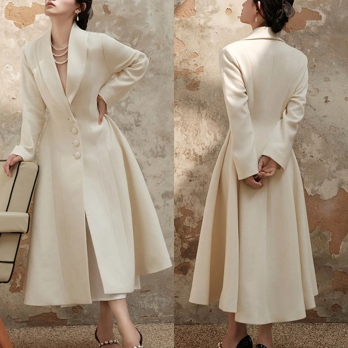 Elegant Beige Women Blazer Dress Street Power Slim Fit Custom Made Ladies Long Jacket Wear Evening Party Formal Coat One Piece