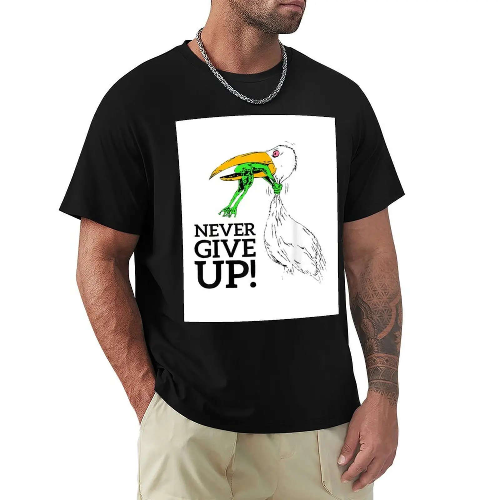 Never give up stork and frog T-Shirt Essential Solid Color T-Shirt