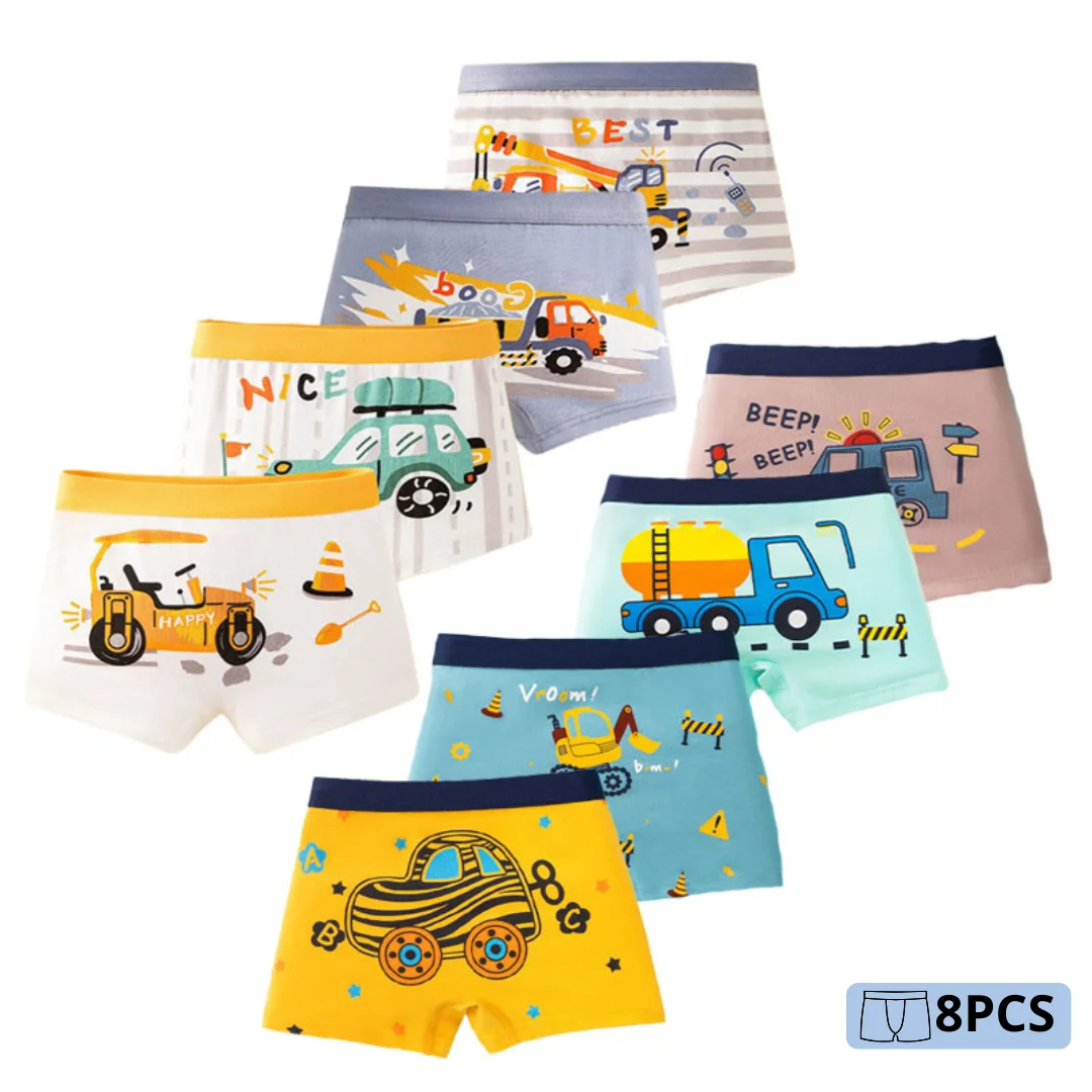 4/8 pezzi boxer da ragazzo in cotone di alta qualità modello escavatore fresco boxer per bambini biancheria intima traspirante per bambini fondo morbido slip